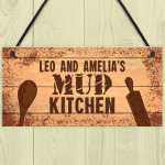 Personalised Kids Name Mud Kitchen Hanging Sign Garden Sign