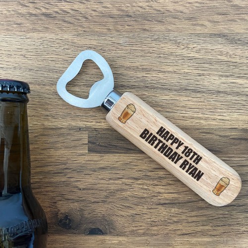 40th 50th 60th Birthday Gift Wooden Bottle Opener Personalised