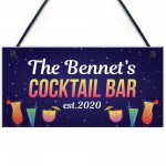 Personalised Cocktail Bar Plaques Home Bar Decor Signs Garden