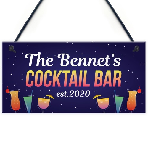 Personalised Cocktail Bar Plaques Home Bar Decor Signs Garden