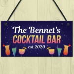 Personalised Cocktail Bar Plaques Home Bar Decor Signs Garden