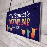 Personalised Cocktail Bar Plaques Home Bar Decor Signs Garden