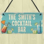 Personalised Cocktail Home Bar Sign Novelty Alcohol Gifts Garden