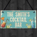 Personalised Cocktail Home Bar Sign Novelty Alcohol Gifts Garden