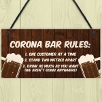 Funny Corona Bar Rules Sign Hanging Garden Pub Bar Sign Alcohol