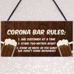 Funny Corona Bar Rules Sign Hanging Garden Pub Bar Sign Alcohol