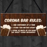 Funny Corona Bar Rules Sign Hanging Garden Pub Bar Sign Alcohol