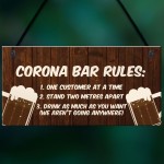 Funny Corona Bar Rules Sign Hanging Garden Pub Bar Sign Alcohol