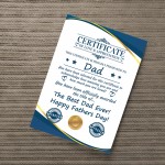 Fathers Day Gift For Dad CERTIFICATE Best Dad Thank You