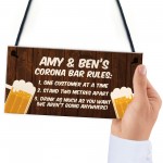 Funny Personalised Corona Bar Rules Home Bar Pub Sign Garden