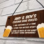 Funny Personalised Corona Bar Rules Home Bar Pub Sign Garden