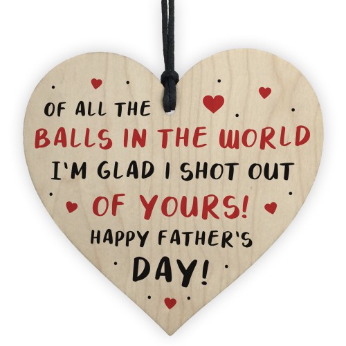 Funny Fathers Day Gift Rude Wooden Heart Gift For Dad Novelty