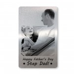 Personalised Fathers Day Gift For Step Dad Metal Photo Card Gift