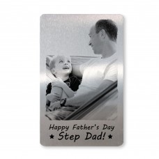 Personalised Fathers Day Gift For Step Dad Metal Photo Card Gift