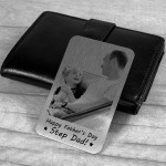 Personalised Fathers Day Gift For Step Dad Metal Photo Card Gift