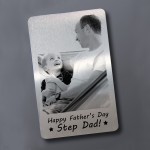 Personalised Fathers Day Gift For Step Dad Metal Photo Card Gift
