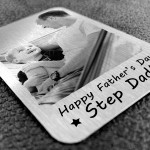 Personalised Fathers Day Gift For Step Dad Metal Photo Card Gift