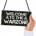 WELCOME TO THE WARZONE Gaming Sign Gamer Gift Bedroom Door Sign