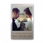 1st Wedding Anniversary Personalised Metal Photo Card Keepsake