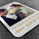 1st Wedding Anniversary Personalised Metal Photo Card Keepsake