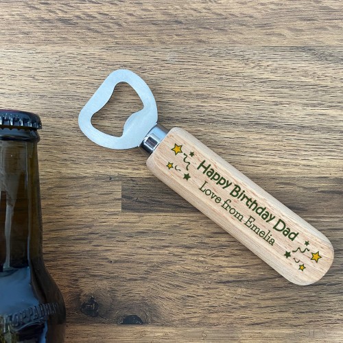 Personalised Birthday Gift For Dad Wooden Bottle Opener Novelty