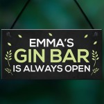 Personalised Gin Bar Sign Open Hanging Plaque Home Bar Pub Sign