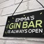 Personalised Gin Bar Sign Open Hanging Plaque Home Bar Pub Sign