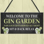 Welcome To The Gin Garden Hanging Home Bar Pub Sign Gift