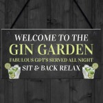 Welcome To The Gin Garden Hanging Home Bar Pub Sign Gift