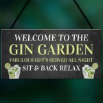 Welcome To The Gin Garden Hanging Home Bar Pub Sign Gift