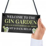 Welcome To The Gin Garden Hanging Home Bar Pub Sign Gift