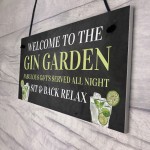 Welcome To The Gin Garden Hanging Home Bar Pub Sign Gift