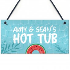 Personalised Hot Tub Hanging Sign Hot Tub Decor Garden Sign