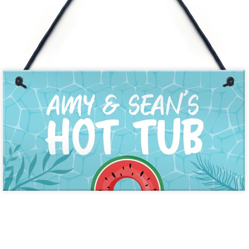 Personalised Hot Tub Hanging Sign Hot Tub Decor Garden Sign