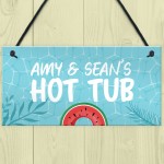 Personalised Hot Tub Hanging Sign Hot Tub Decor Garden Sign