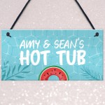 Personalised Hot Tub Hanging Sign Hot Tub Decor Garden Sign