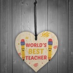 Gift For Teacher Worlds Best Thank You Wooden Heart Leaving