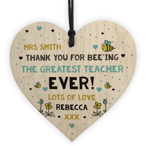 Thank You Gift For Teacher Assistant Personalised Wood Heart