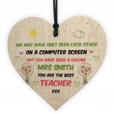 Best Teacher Gift In Lockdown Wood Heart Personalised Thank You