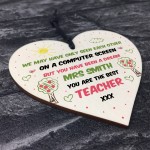 Best Teacher Gift In Lockdown Wood Heart Personalised Thank You