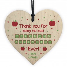 Gift For BEST TEACHING ASSISTANT Wooden Heart Thank You Gift