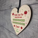 Gift For BEST TEACHING ASSISTANT Wooden Heart Thank You Gift