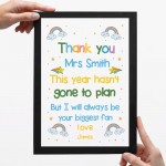 Personalised Framed Print Thank You Gift For Teacher Teaching