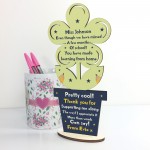 Teacher Poem Thank You Miss You Gift Wood Flower Personalised