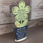 Teacher Poem Thank You Miss You Gift Wood Flower Personalised