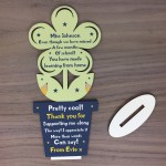 Teacher Poem Thank You Miss You Gift Wood Flower Personalised