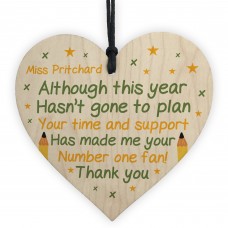 Personalised Wooden Heart Sign Thank You Gift For Teacher