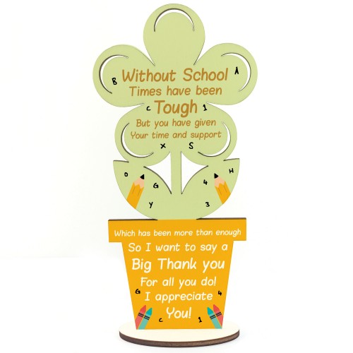 Special Teacher Assistant Gift Wooden Flower School Nursery Poem
