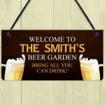 Funny Beer Garden Sign Personalised For Man Cave Bar Pub Alcohol