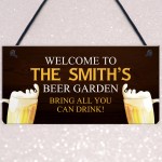 Funny Beer Garden Sign Personalised For Man Cave Bar Pub Alcohol